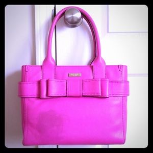 Kate Spade Hot Pink Leather Bow Handbag